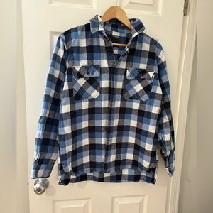 Ducks Unlimited Canada blue plaid heavy cotton button jacket size large shirt
